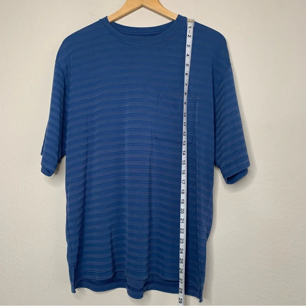 The North Face Blue Striped Modal Blend Short Sleeve Men’s Size Large Pocket Tee